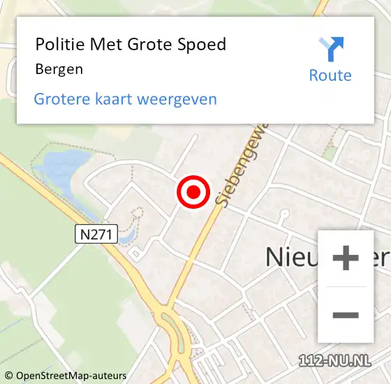 Locatie op kaart van de 112 melding: Politie Met Grote Spoed Naar Bergen op 6 september 2023 10:18