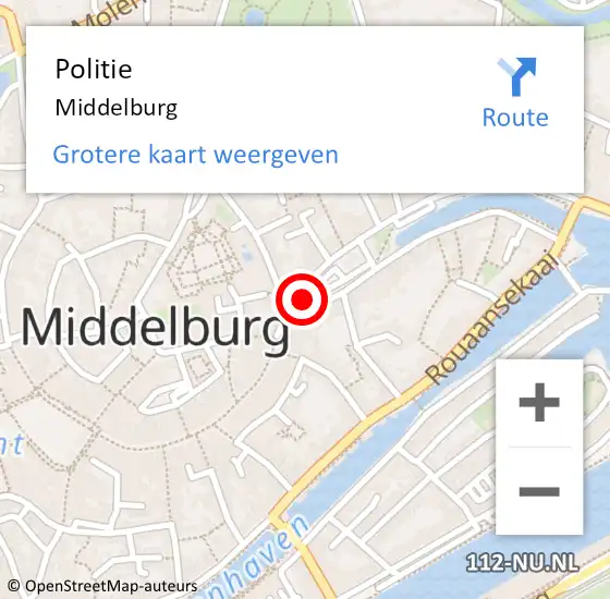 Locatie op kaart van de 112 melding: Politie Middelburg op 6 september 2023 10:19