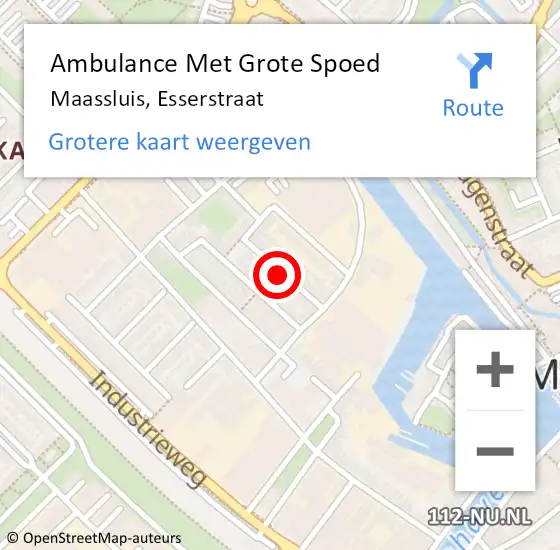 Locatie op kaart van de 112 melding: Ambulance Met Grote Spoed Naar Maassluis, Esserstraat op 6 september 2023 10:33