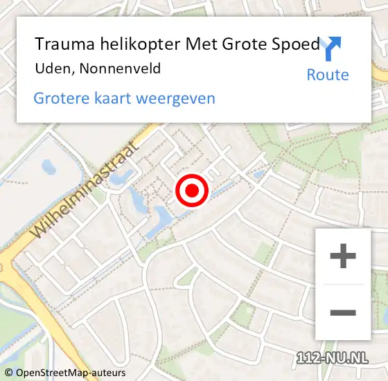 Locatie op kaart van de 112 melding: Trauma helikopter Met Grote Spoed Naar Uden, Nonnenveld op 6 september 2023 10:43