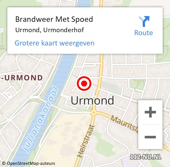 Locatie op kaart van de 112 melding: Brandweer Met Spoed Naar Urmond, Urmonderhof op 6 september 2023 10:45