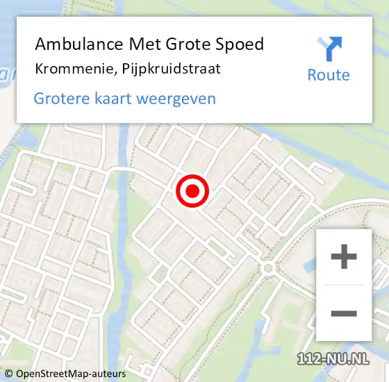 Locatie op kaart van de 112 melding: Ambulance Met Grote Spoed Naar Krommenie, Pijpkruidstraat op 6 september 2023 10:51