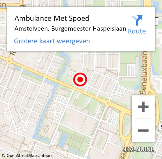 Locatie op kaart van de 112 melding: Ambulance Met Spoed Naar Amstelveen, Burgemeester Haspelslaan op 6 september 2023 11:04