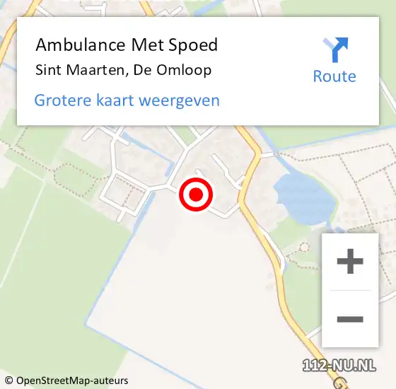 Locatie op kaart van de 112 melding: Ambulance Met Spoed Naar Sint Maarten, De Omloop op 6 september 2023 11:47