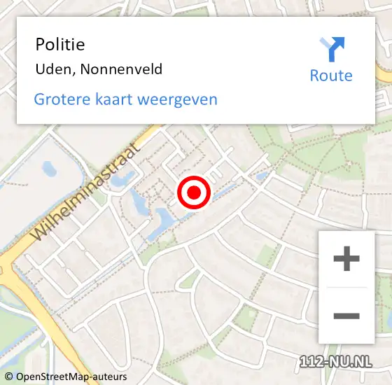 Locatie op kaart van de 112 melding: Politie Uden, Nonnenveld op 6 september 2023 11:57