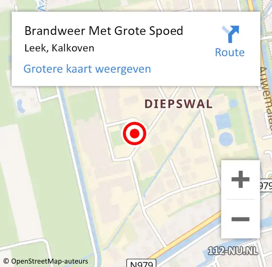 Locatie op kaart van de 112 melding: Brandweer Met Grote Spoed Naar Leek, Kalkoven op 6 september 2023 12:16