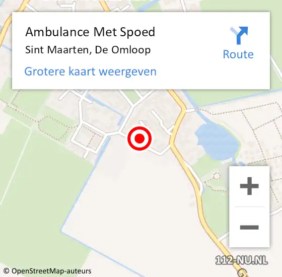 Locatie op kaart van de 112 melding: Ambulance Met Spoed Naar Sint Maarten, De Omloop op 6 september 2023 12:51