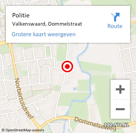 Locatie op kaart van de 112 melding: Politie Valkenswaard, Dommelstraat op 6 september 2023 12:52
