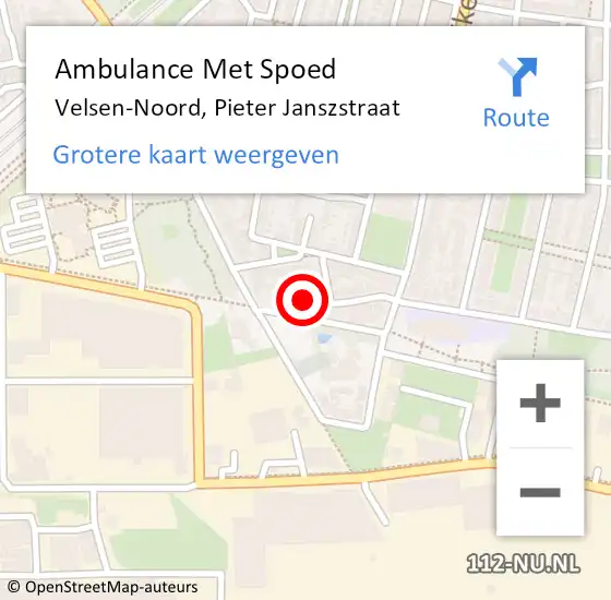 Locatie op kaart van de 112 melding: Ambulance Met Spoed Naar Velsen-Noord, Pieter Janszstraat op 6 september 2023 13:12
