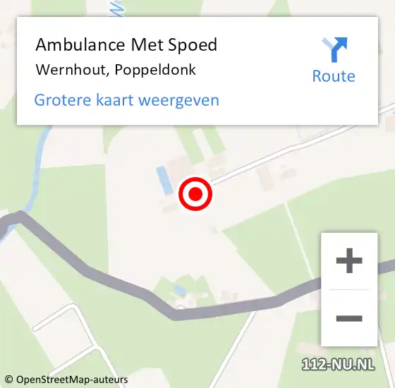 Locatie op kaart van de 112 melding: Ambulance Met Spoed Naar Wernhout, Poppeldonk op 7 september 2014 07:02