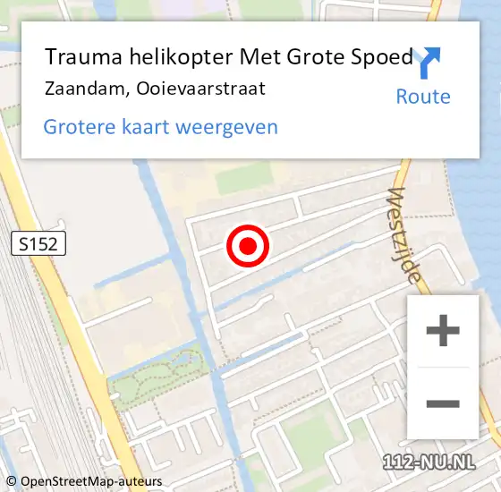 Locatie op kaart van de 112 melding: Trauma helikopter Met Grote Spoed Naar Zaandam, Ooievaarstraat op 6 september 2023 13:29