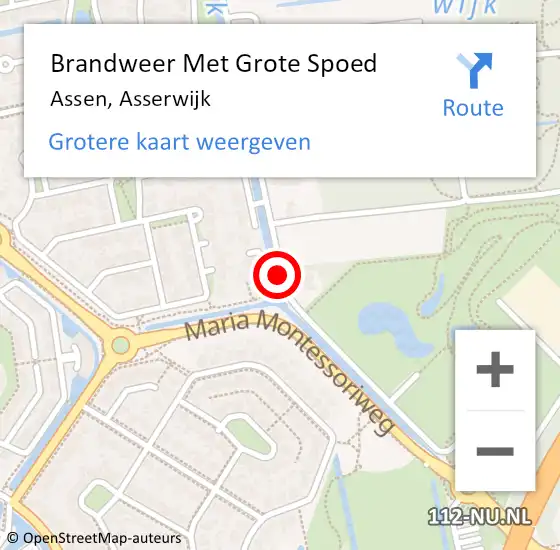 Locatie op kaart van de 112 melding: Brandweer Met Grote Spoed Naar Assen, Asserwijk op 6 september 2023 13:36