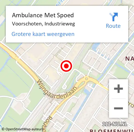 Locatie op kaart van de 112 melding: Ambulance Met Spoed Naar Voorschoten, Industrieweg op 6 september 2023 13:40