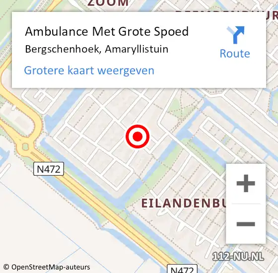 Locatie op kaart van de 112 melding: Ambulance Met Grote Spoed Naar Bergschenhoek, Amaryllistuin op 6 september 2023 13:57