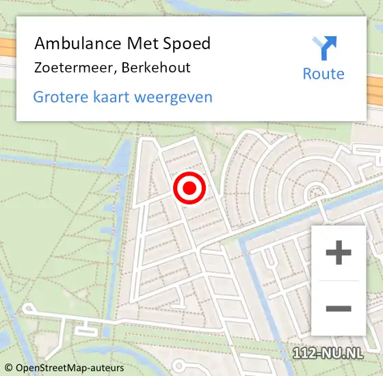 Locatie op kaart van de 112 melding: Ambulance Met Spoed Naar Zoetermeer, Berkehout op 6 september 2023 14:09