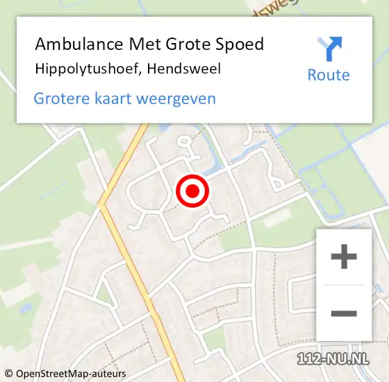 Locatie op kaart van de 112 melding: Ambulance Met Grote Spoed Naar Hippolytushoef, Hendsweel op 6 september 2023 14:11