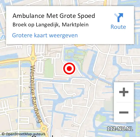 Locatie op kaart van de 112 melding: Ambulance Met Grote Spoed Naar Broek op Langedijk, Marktplein op 6 september 2023 14:18