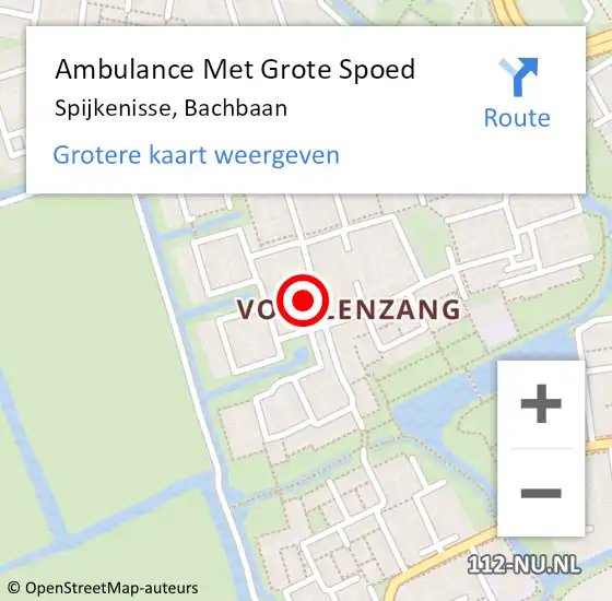 Locatie op kaart van de 112 melding: Ambulance Met Grote Spoed Naar Spijkenisse, Bachbaan op 6 september 2023 14:35