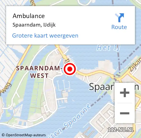 Locatie op kaart van de 112 melding: Ambulance Spaarndam, IJdijk op 6 september 2023 14:42