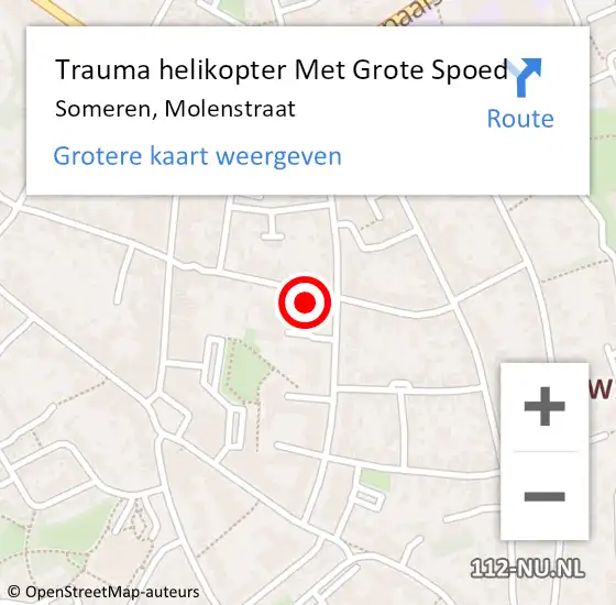 Locatie op kaart van de 112 melding: Trauma helikopter Met Grote Spoed Naar Someren, Molenstraat op 6 september 2023 14:47