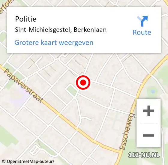 Locatie op kaart van de 112 melding: Politie Sint-Michielsgestel, Berkenlaan op 6 september 2023 15:05