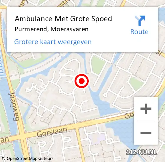 Locatie op kaart van de 112 melding: Ambulance Met Grote Spoed Naar Purmerend, Moerasvaren op 6 september 2023 15:09