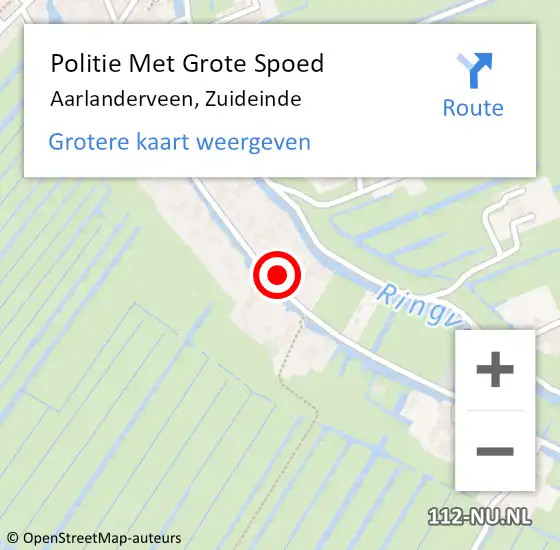 Locatie op kaart van de 112 melding: Politie Met Grote Spoed Naar Aarlanderveen, Zuideinde op 6 september 2023 15:09