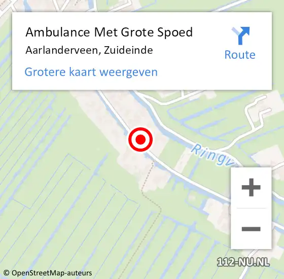 Locatie op kaart van de 112 melding: Ambulance Met Grote Spoed Naar Aarlanderveen, Zuideinde op 6 september 2023 15:10