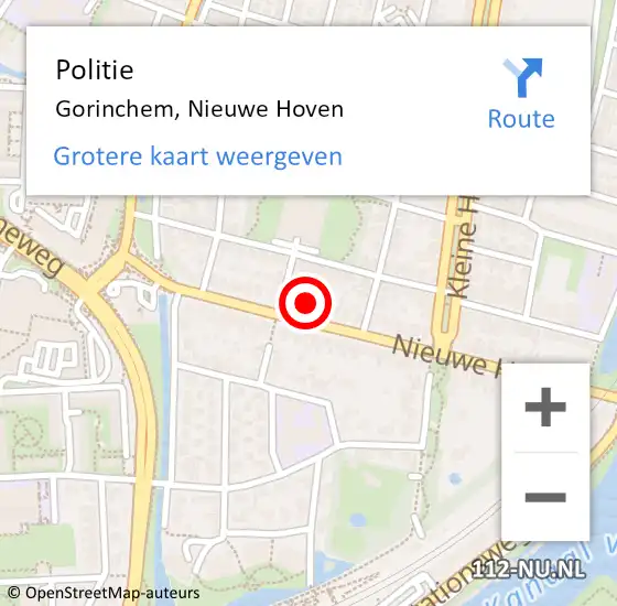 Locatie op kaart van de 112 melding: Politie Gorinchem, Nieuwe Hoven op 6 september 2023 15:16