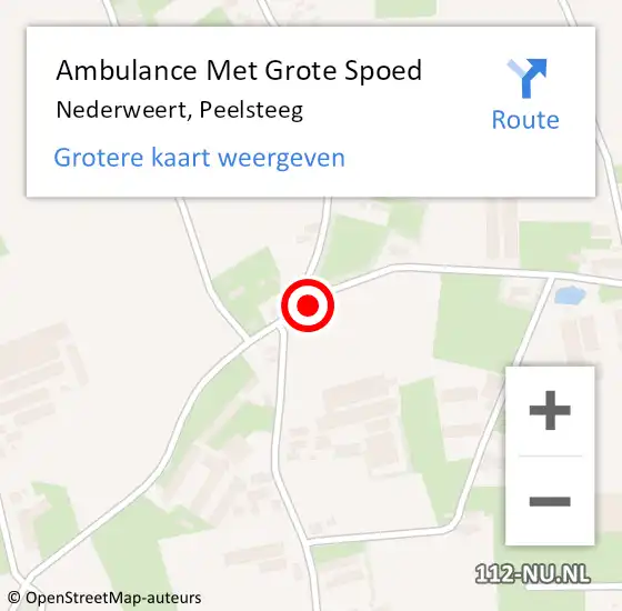 Locatie op kaart van de 112 melding: Ambulance Met Grote Spoed Naar Nederweert, Peelsteeg op 6 september 2023 15:21