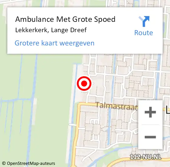 Locatie op kaart van de 112 melding: Ambulance Met Grote Spoed Naar Lekkerkerk, Lange Dreef op 6 september 2023 15:27