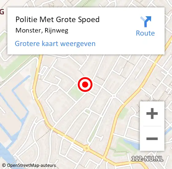Locatie op kaart van de 112 melding: Politie Met Grote Spoed Naar Monster, Rijnweg op 6 september 2023 15:35