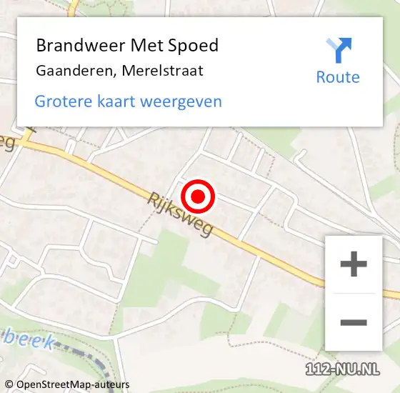 Locatie op kaart van de 112 melding: Brandweer Met Spoed Naar Gaanderen, Merelstraat op 6 september 2023 15:46