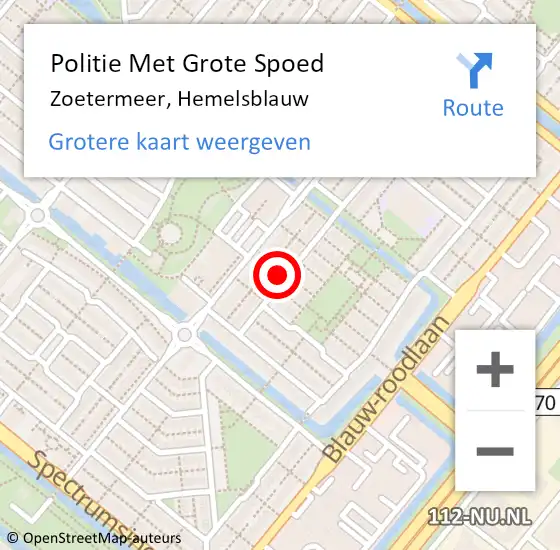 Locatie op kaart van de 112 melding: Politie Met Grote Spoed Naar Zoetermeer, Hemelsblauw op 6 september 2023 15:47