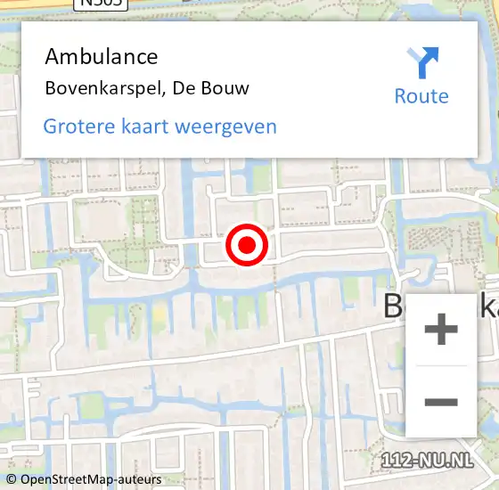 Locatie op kaart van de 112 melding: Ambulance Bovenkarspel, De Bouw op 6 september 2023 15:50