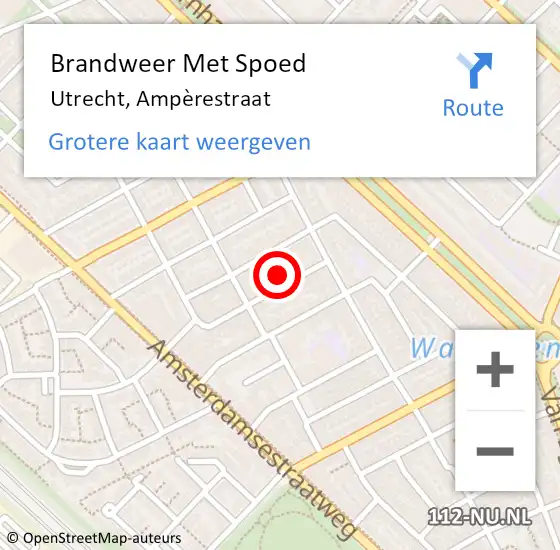 Locatie op kaart van de 112 melding: Brandweer Met Spoed Naar Utrecht, Ampèrestraat op 6 september 2023 16:03