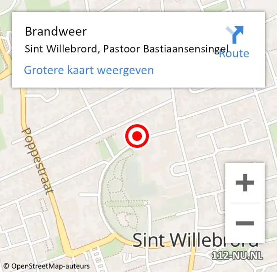 Locatie op kaart van de 112 melding: Brandweer Sint Willebrord, Pastoor Bastiaansensingel op 6 september 2023 16:04