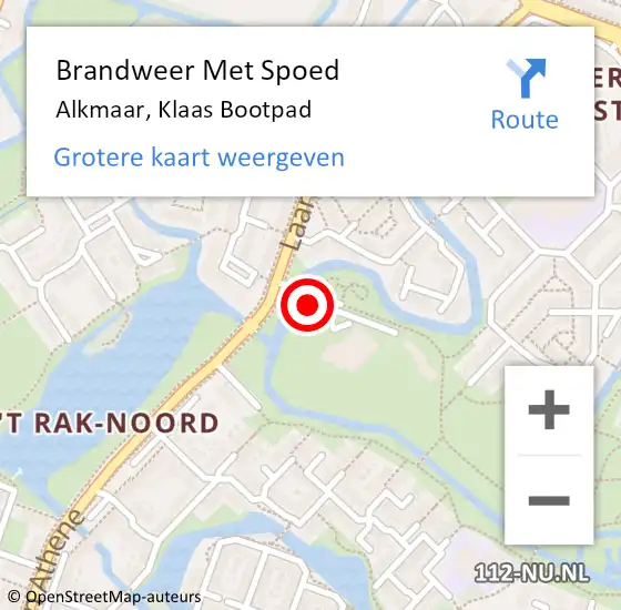 Locatie op kaart van de 112 melding: Brandweer Met Spoed Naar Alkmaar, Klaas Bootpad op 6 september 2023 16:05