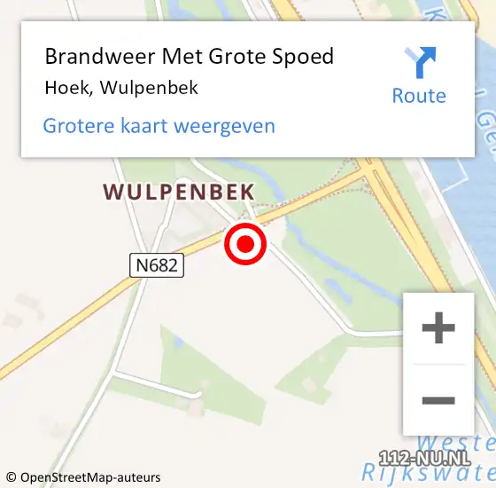 Locatie op kaart van de 112 melding: Brandweer Met Grote Spoed Naar Hoek, Wulpenbek op 13 oktober 2013 19:53