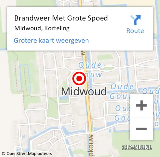 Locatie op kaart van de 112 melding: Brandweer Met Grote Spoed Naar Midwoud, Korteling op 7 september 2014 08:23