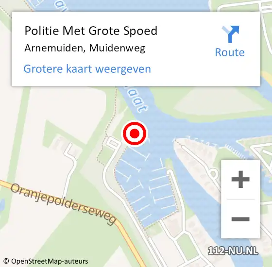 Locatie op kaart van de 112 melding: Politie Met Grote Spoed Naar Arnemuiden, Muidenweg op 6 september 2023 16:52