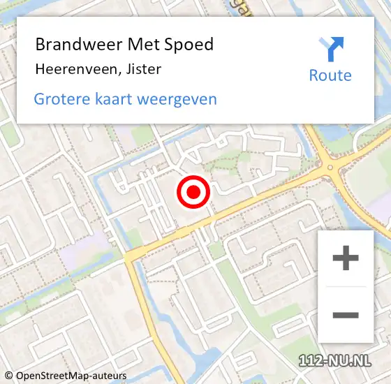 Locatie op kaart van de 112 melding: Brandweer Met Spoed Naar Heerenveen, Jister op 6 september 2023 16:56