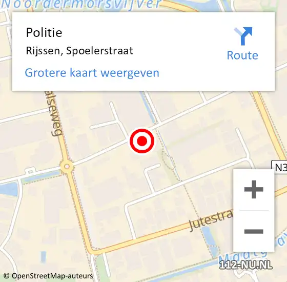 Locatie op kaart van de 112 melding: Politie Rijssen, Spoelerstraat op 6 september 2023 17:04