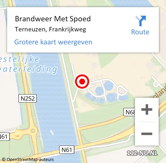 Locatie op kaart van de 112 melding: Brandweer Met Spoed Naar Terneuzen, Frankrijkweg op 6 september 2023 17:09