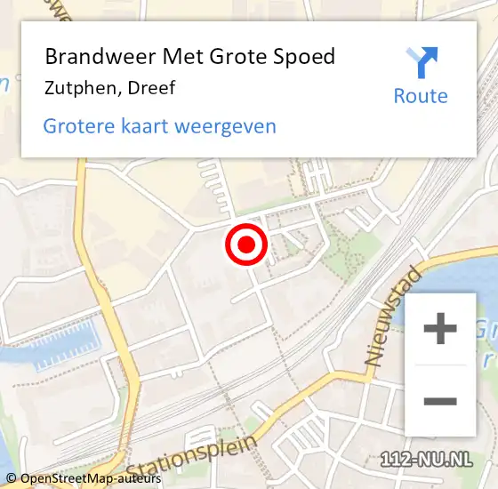 Locatie op kaart van de 112 melding: Brandweer Met Grote Spoed Naar Zutphen, Dreef op 6 september 2023 17:09