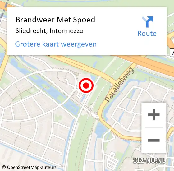 Locatie op kaart van de 112 melding: Brandweer Met Spoed Naar Sliedrecht, Intermezzo op 6 september 2023 17:11