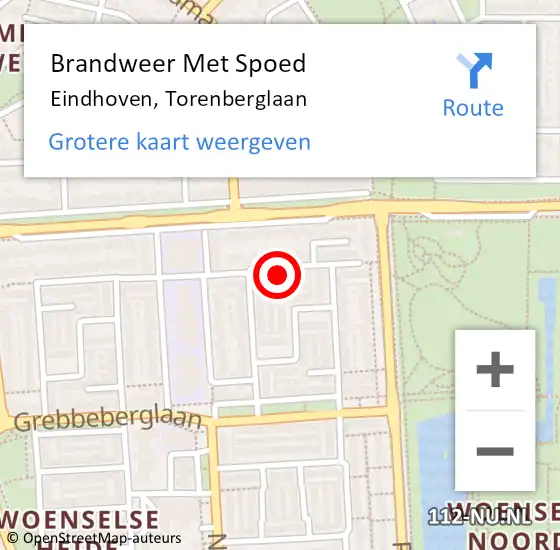 Locatie op kaart van de 112 melding: Brandweer Met Spoed Naar Eindhoven, Torenberglaan op 6 september 2023 17:24