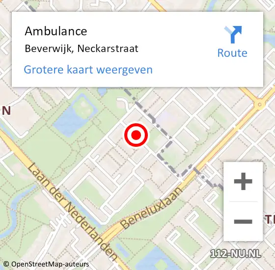 Locatie op kaart van de 112 melding: Ambulance Beverwijk, Neckarstraat op 6 september 2023 17:27