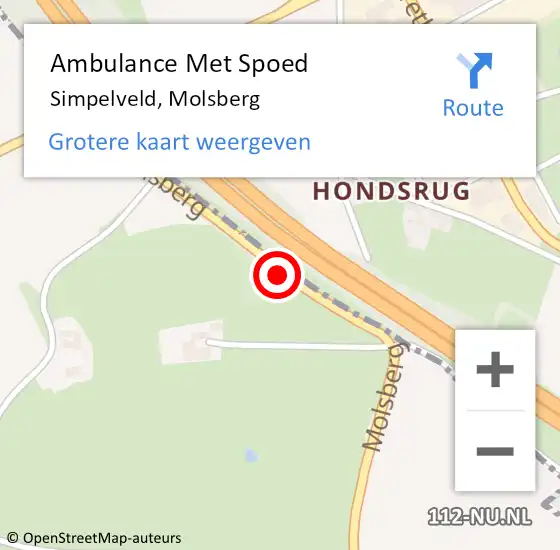 Locatie op kaart van de 112 melding: Ambulance Met Spoed Naar Simpelveld, Molsberg op 7 september 2014 08:37