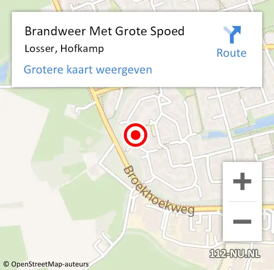 Locatie op kaart van de 112 melding: Brandweer Met Grote Spoed Naar Losser, Hofkamp op 6 september 2023 17:37